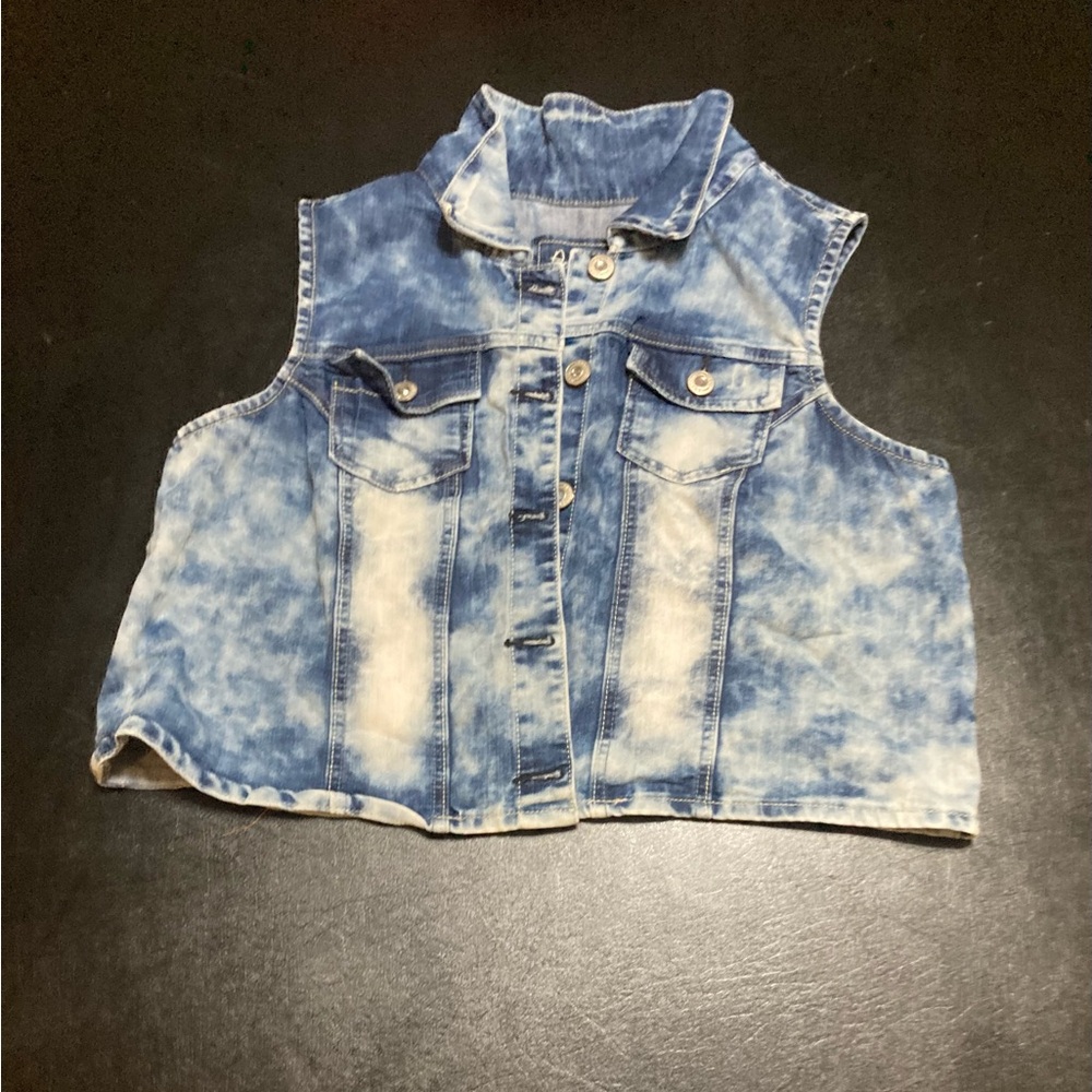 Amethyst Jeans Blue and White Denim Vest